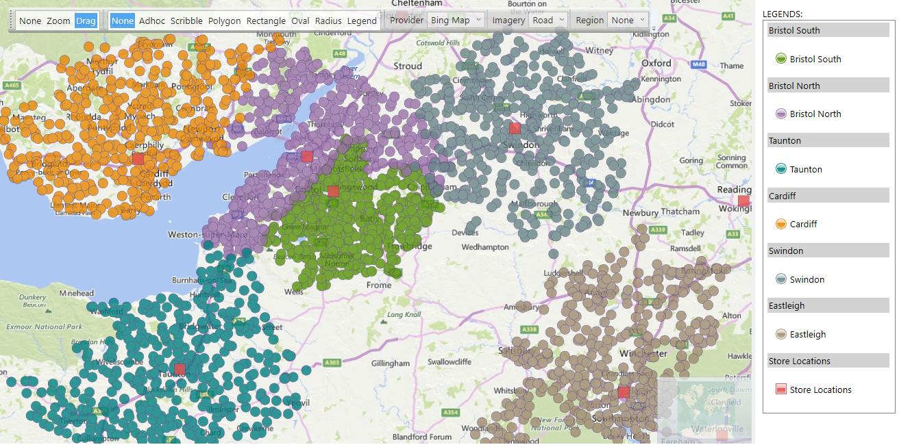 Boundaries between nearest stores